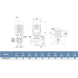 پمپ سیرکولاتور خطی لئو مدل LPP200-36-75/4