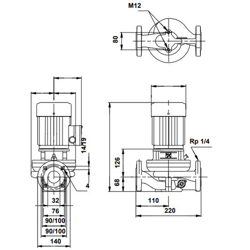 پمپ سیرکولاتور خطی گراندفوس تک فاز TP 32-120/2