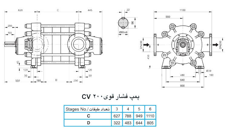  پمپ آب فشار قوی پمپیران مدل CV200-5 با موتور 1450 دور