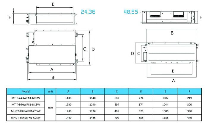 داکت اسپلیت کانالی میدیا مدل MTIT-36HWFN1