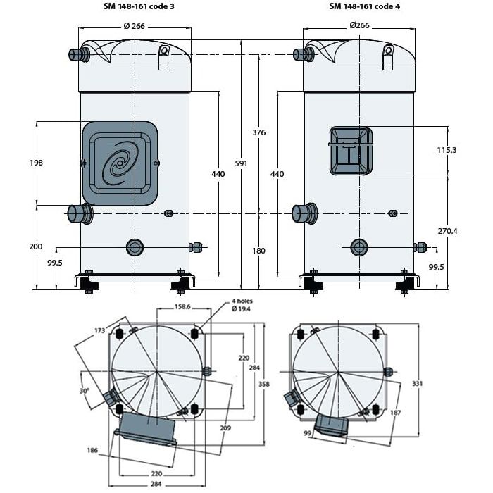 کمپرسور اسکرال دانفوس 12.3 اسب مدل SM148-4VM