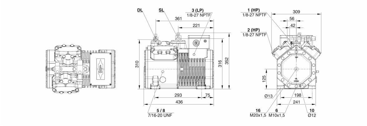 کمپرسور بیتزر 7.5 اسب رفت و برگشتی مدل 4DES-7Y