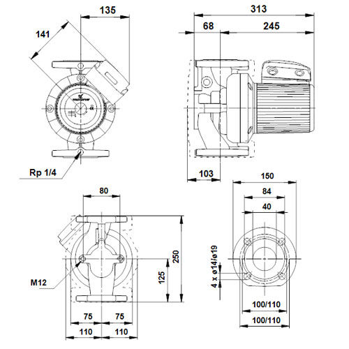 خرید پمپ سیرکولاتور خطی گراندفوس تکفاز UPS 40-120 F 