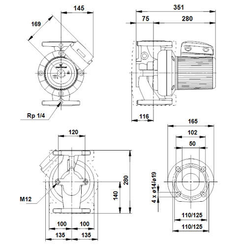 خرید پمپ سیرکولاتور خطی گراندفوس تکفاز UPS 50-180 F