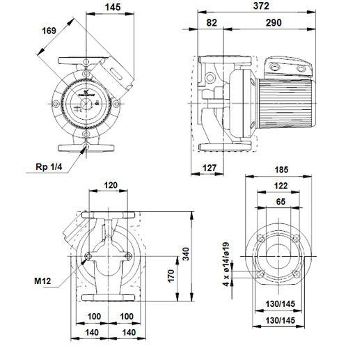 خرید پمپ سیرکولاتور خطی گراندفوس تکفاز UPS 65-120 F