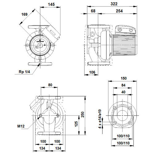 خرید پمپ سیرکولاتور خطی گراندفوس سه فاز UPS 40-180 F