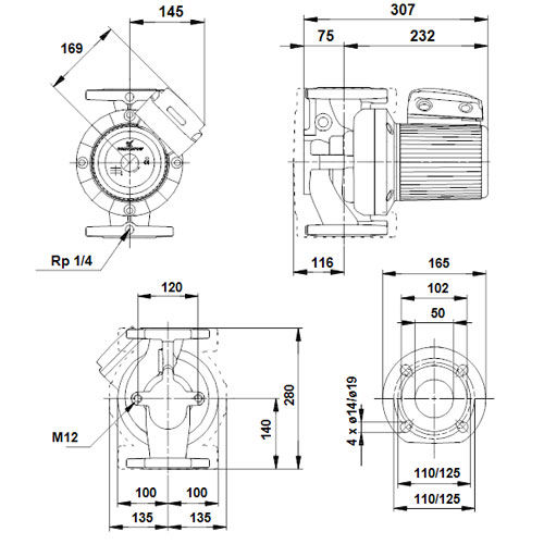 خرید پمپ سیرکولاتور خطی گراندفوس سه فاز UPS 50-120 F