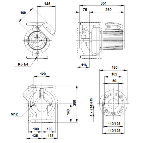 خرید پمپ سیرکولاتور خطی گراندفوس سه فاز UPS 50-180 F