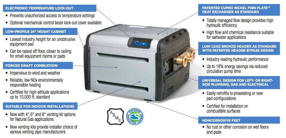 خرید هیتر گازی استخر هایوارد H400