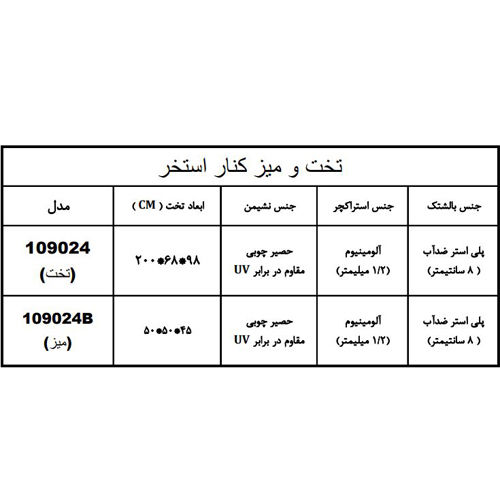 تخت کنار استخر هایپرپول مدل 109024