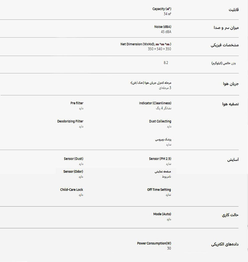 دستگاه تصفیه هوا سامسونگ مدل G35ANWA