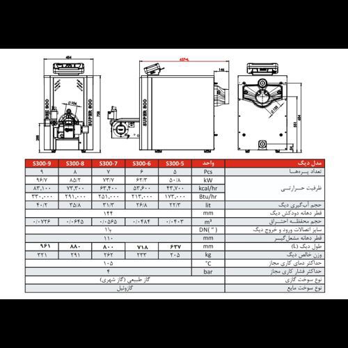 دیگ چدنی شوفاژکار 5 پره سوپر 300 پلاس