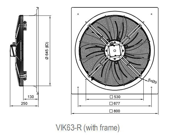 فن آکسیال دمنده ایلکا فلزی معکوس مدل VIK-63G6S2-L
