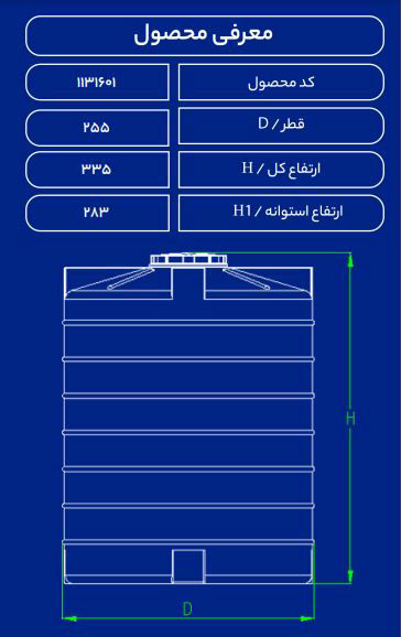 مخزن پلاستیکی 15000Lعمودی فین دار سه لایه طبرستان