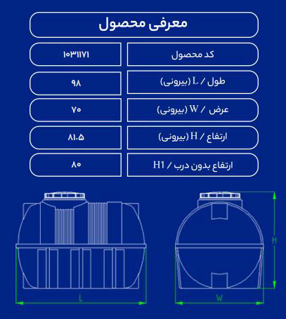 مخزن پلاستیکی 300L افقی طبرستان