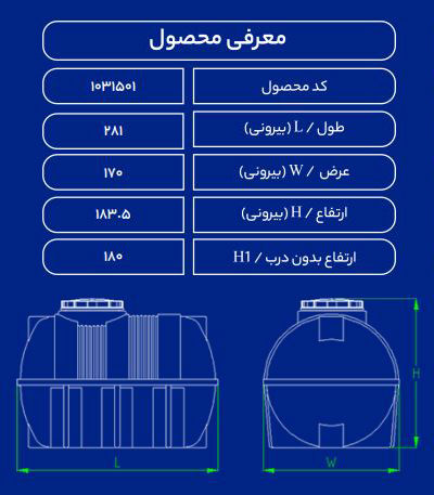 مخزن پلاستیکی 6000L افقی طبرستان