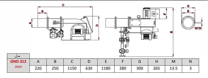مشعل دوگانه سوز گرم ایران GND 312