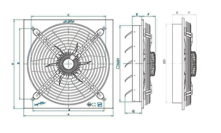 هواکش صنعتی محوری خزرفن مدل ILKA-350