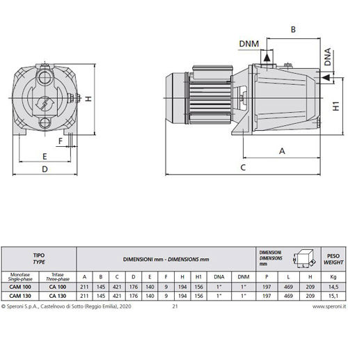 پمپ آب جتی اسپرونی مدل CAM 100/N