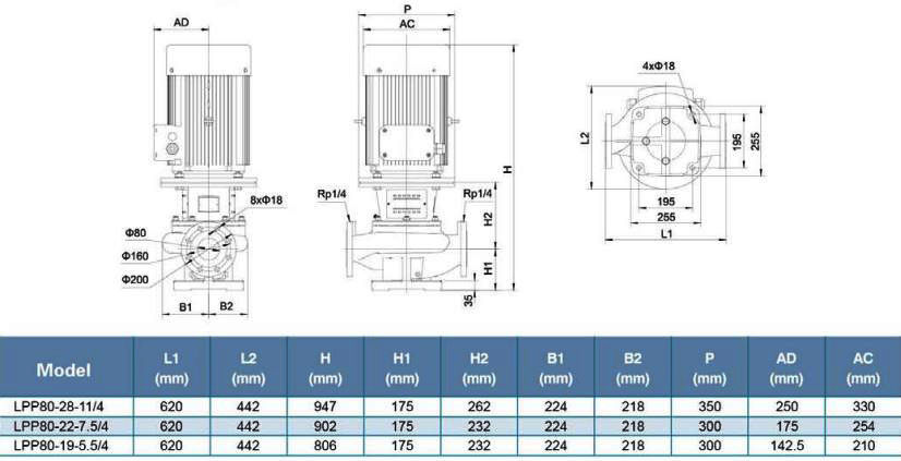 پمپ سیرکولاتور خطی لئو مدل LPP80-19.5-5/4