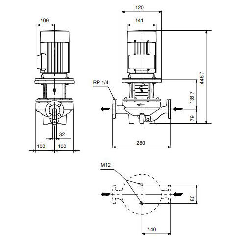 پمپ سیرکولاتور خطی گراندفوس تک فاز TP 32-230/2
