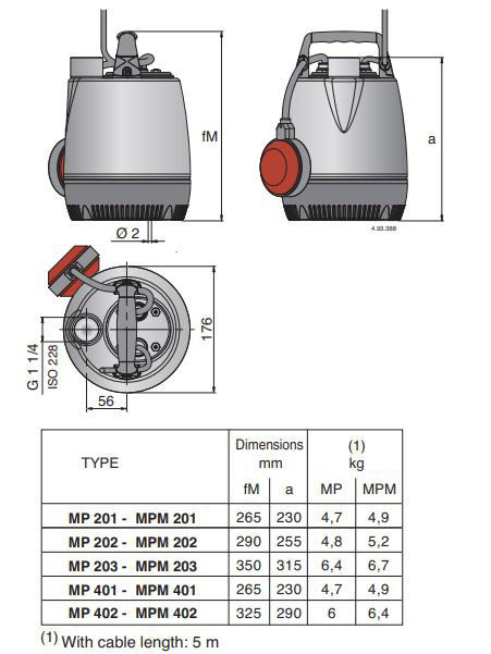 پمپ کف کش کالپدا طبقاتی مدل MPM 402