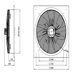 فن آکسیال دمنده ایلکا فلزی معکوس مدل VIK-71R6T3