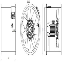 فن آکسیال دمنده سیلندری مدل DAMP-DN60-4T-500-35deg