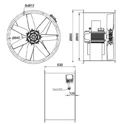 فن آکسیال دمنده سیلندری مدل DASP-KN100-4T-800-17deg