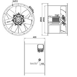 فن آکسیال دمنده سیلندری مدل DASP-NN4-2T-500-25deg