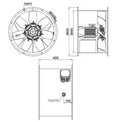 فن آکسیال دمنده سیلندری مدل DASP-NN5.5-2T-560-21deg