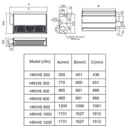 فن کویل تهویه سقفی توکار 200
