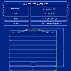 مخزن پلاستیکی 300 لیتری عمودی بلند فین دارطبرستان