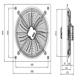 هواکش صنعتی ایلکا فلزی دمنده مدل VIK-40A4T-H