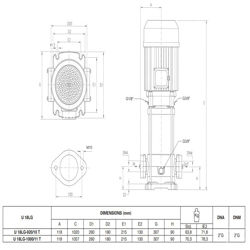 پمپ آب پنتاکس طبقاتی عمودی مدل U 18LG- L -1000/11T