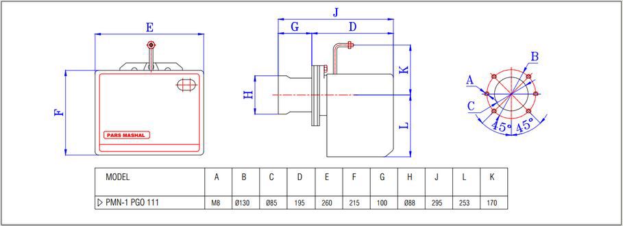 ابعاد مشعل pmn1 ابعاد مشعل pmn1