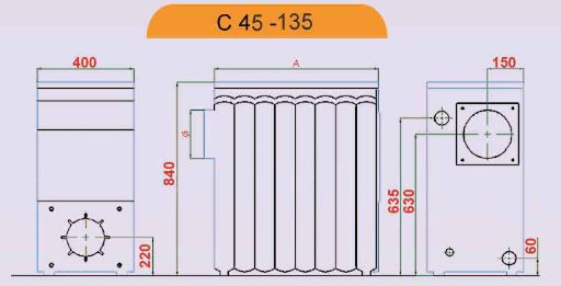 ابعاد دیگ چدنی ایرفو سری c ابعاد دیگ چدنی ایرفو سری c
