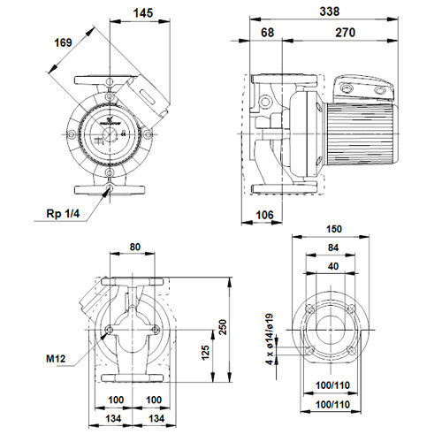 خرید پمپ سیرکولاتور خطی گراندفوس تکفاز UPS 40-180 F 