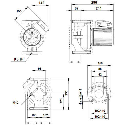 خرید پمپ سیرکولاتور خطی گراندفوس تکفاز UPS 40-185 F