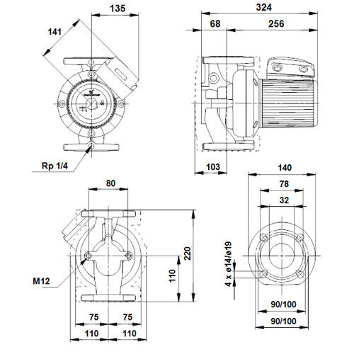 خرید پمپ سیرکولاتور خطی گراندفوس سه فاز UPS 32-120 F