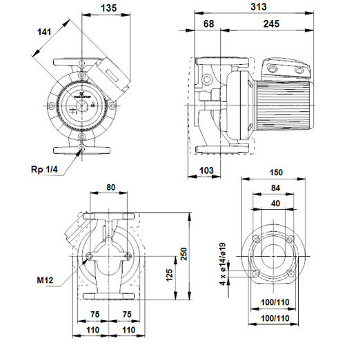 خرید پمپ سیرکولاتور خطی گراندفوس سه فاز UPS 40-120 F