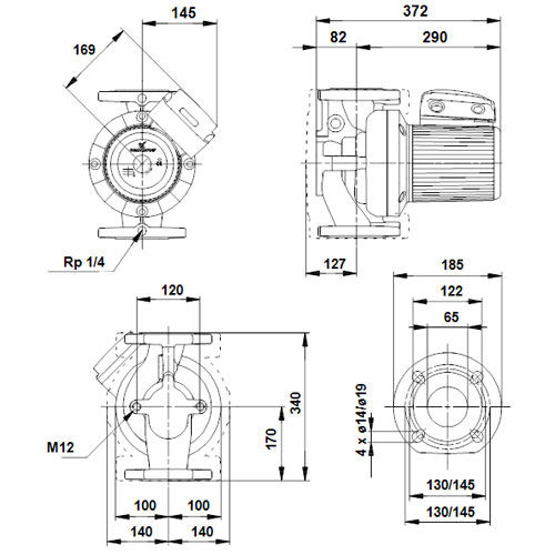 خرید پمپ سیرکولاتور خطی گراندفوس سه فاز UPS 65-120 F