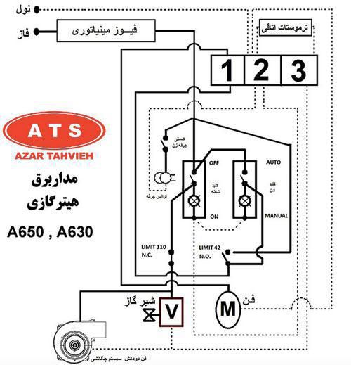 مدار برقی هیتر گازی آذر تهویه مدار برقی هیتر گازی آذر تهویه